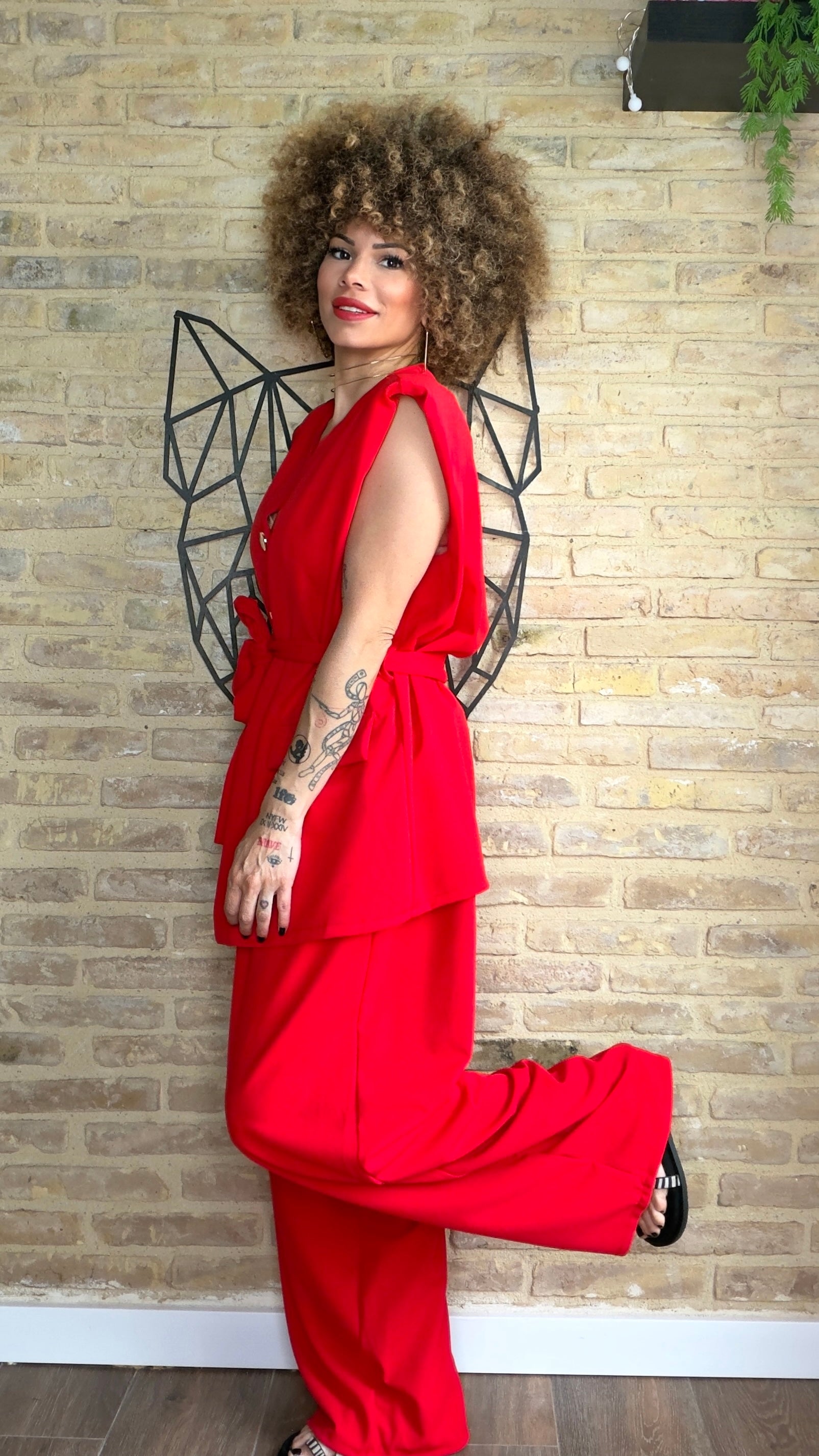 Conjunto Vestir Maxi Rojo