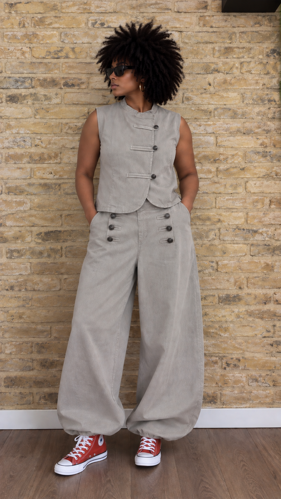 Pantalón Botonadura Beige