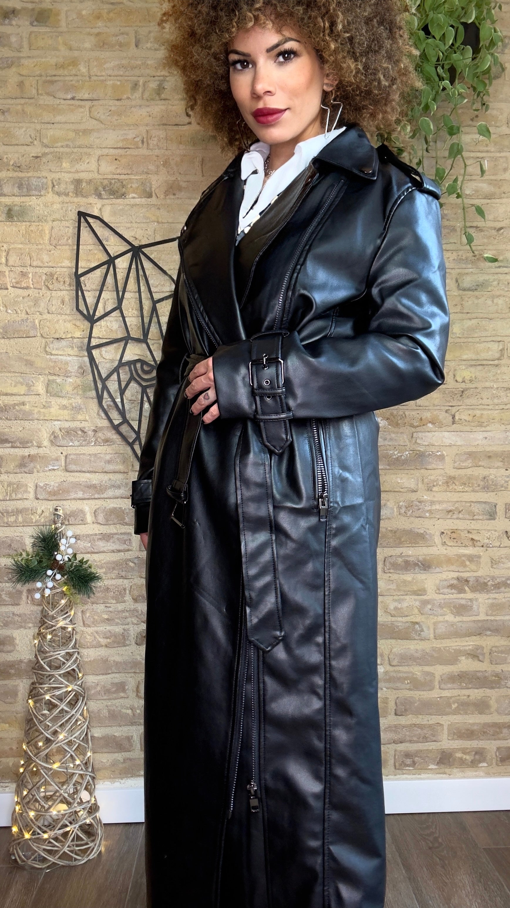 Chaqueta Polipiel Larga Biker