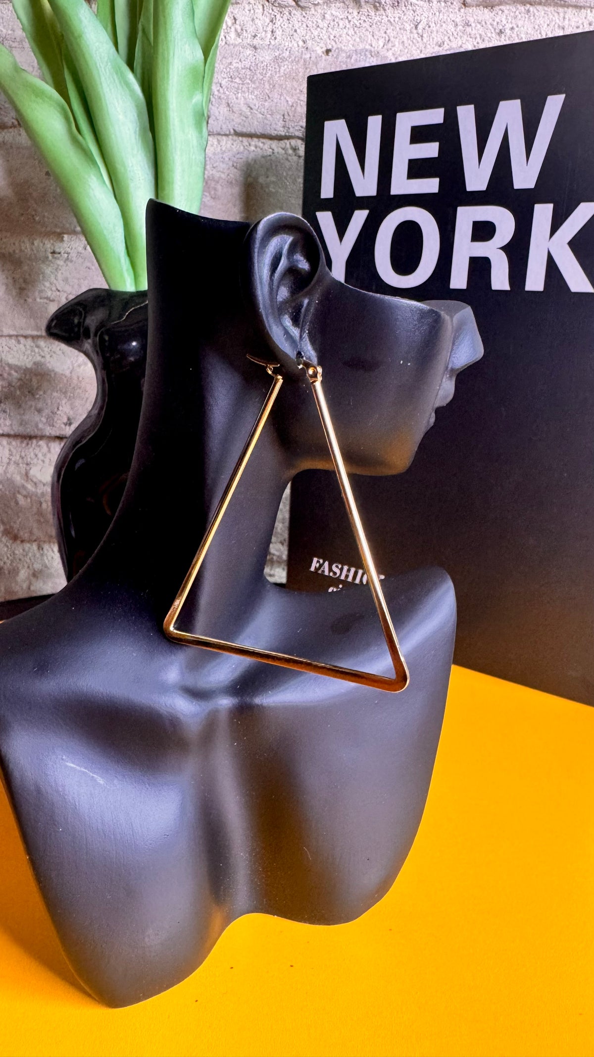 Pendientes Pirámide Acero DORADO