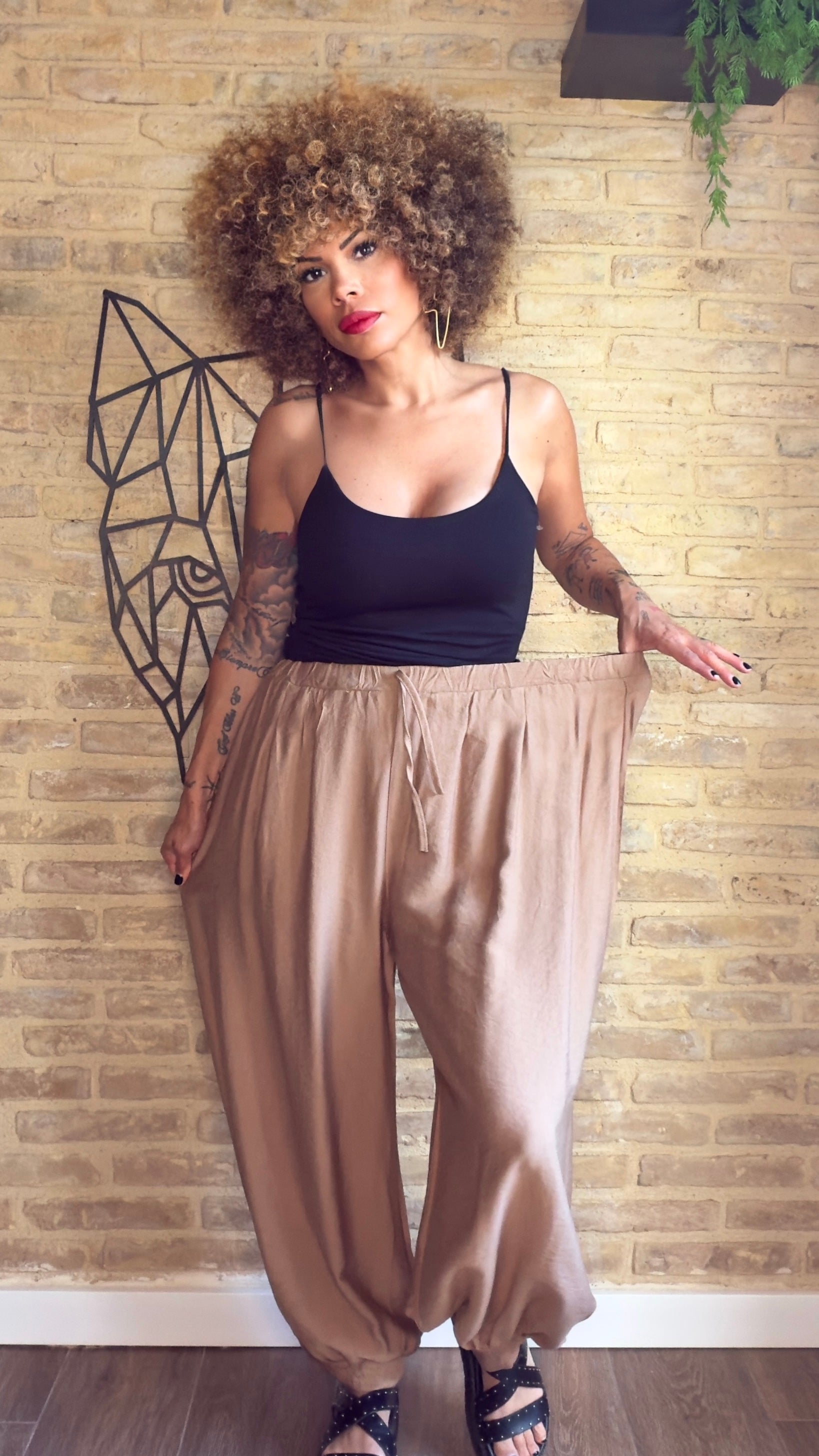Pantalón Fluido Botón Tierra