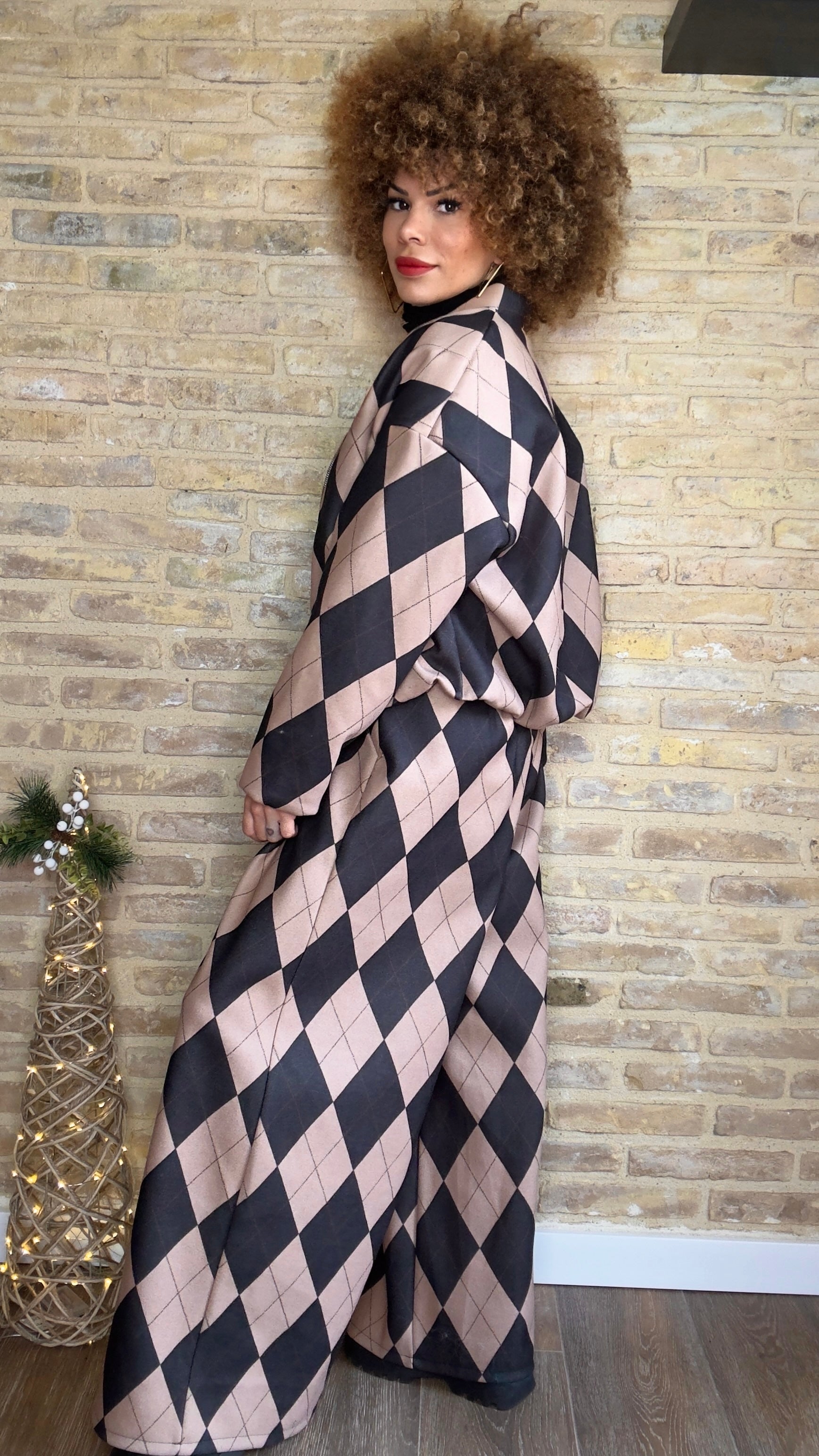 Pantalón Franela Rombo Negro