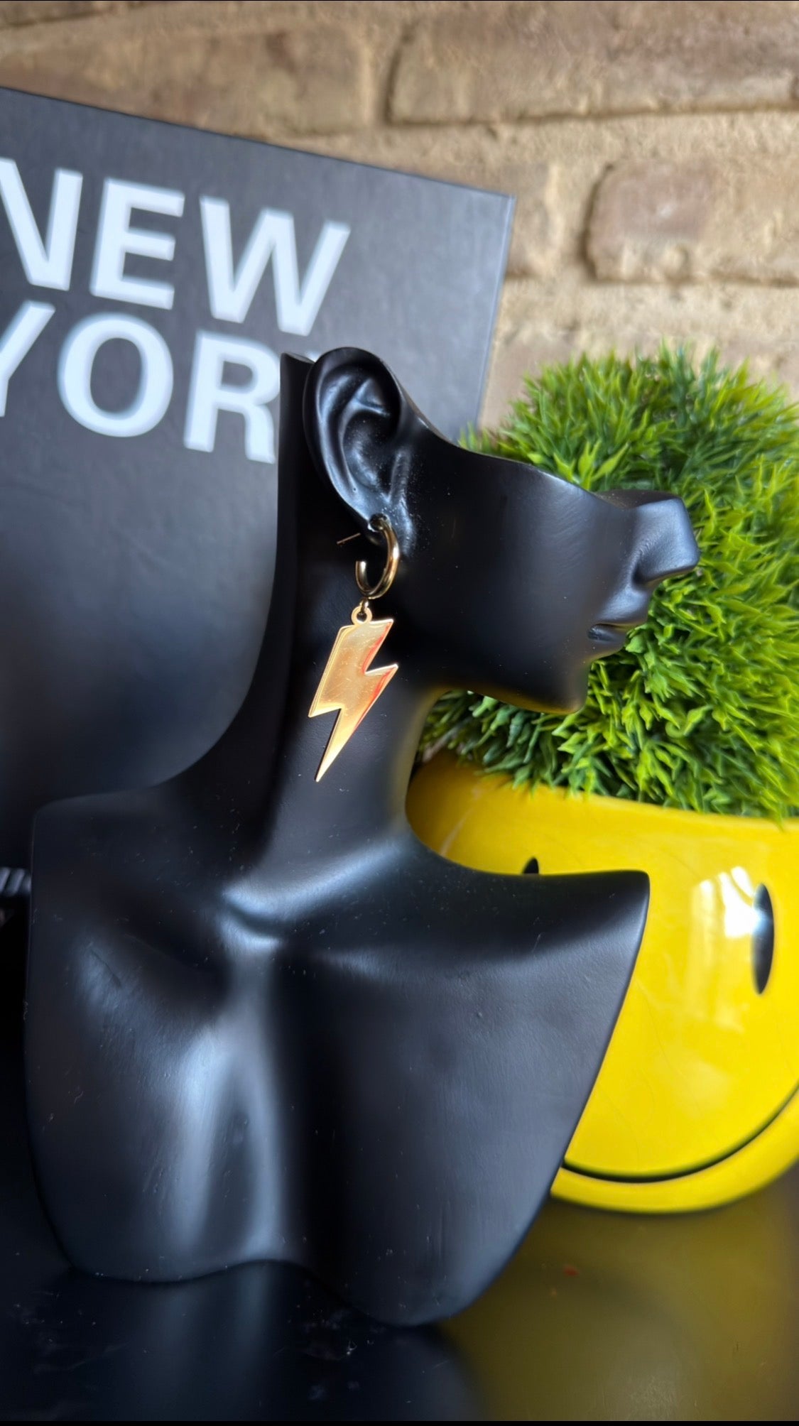 Pendientes Rayo Acero Dorado