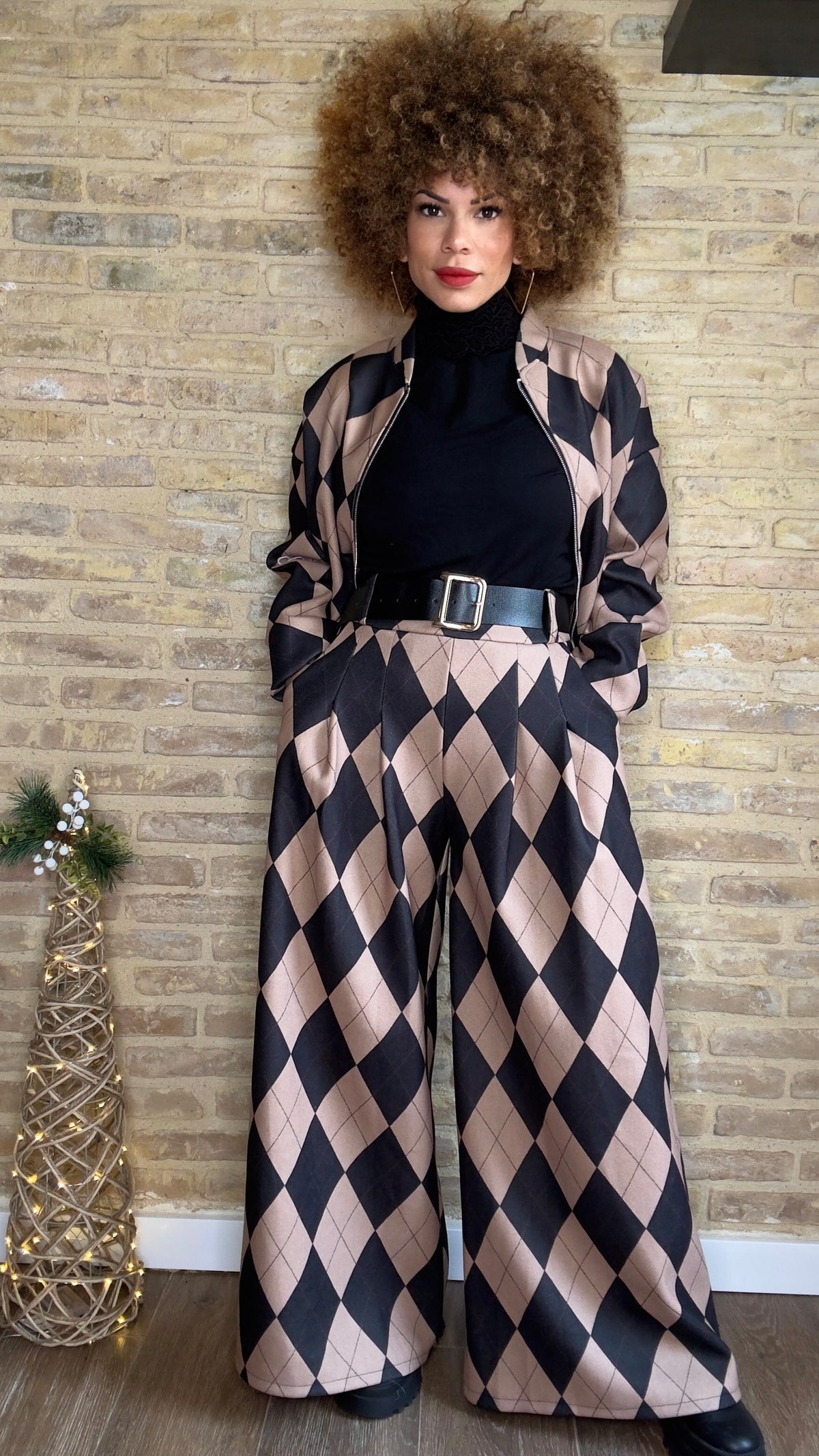 Pantalón Franela Rombo Negro