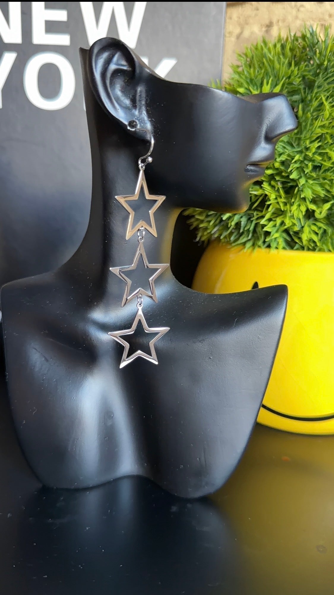 Pendiente Estrellas Acero Plata