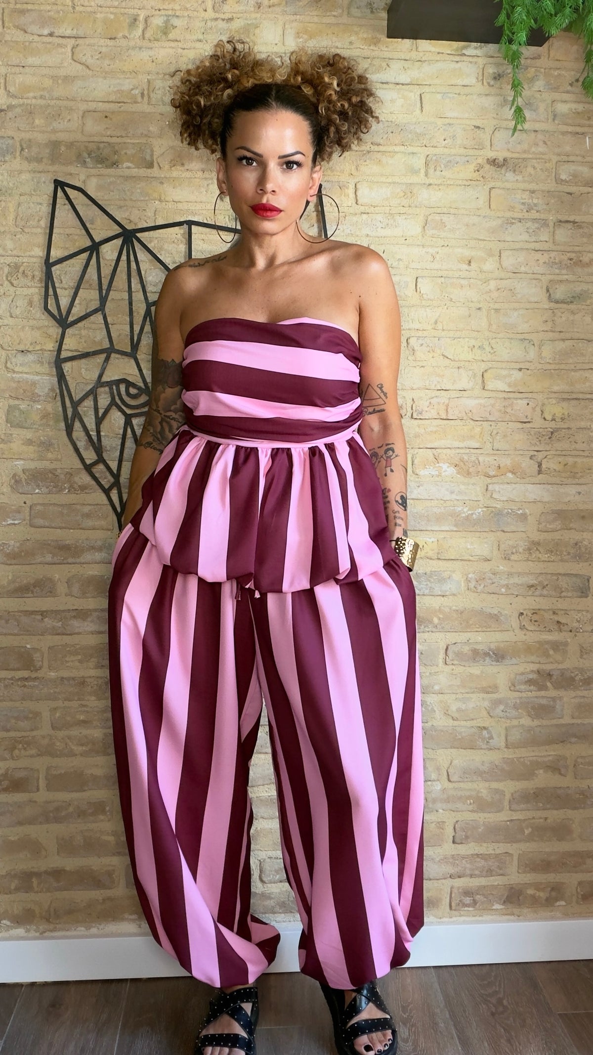 Conjunto Rayas Rosa