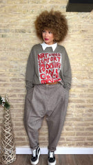 Pantalón Baggy Cinturón Cuadro/Marrón