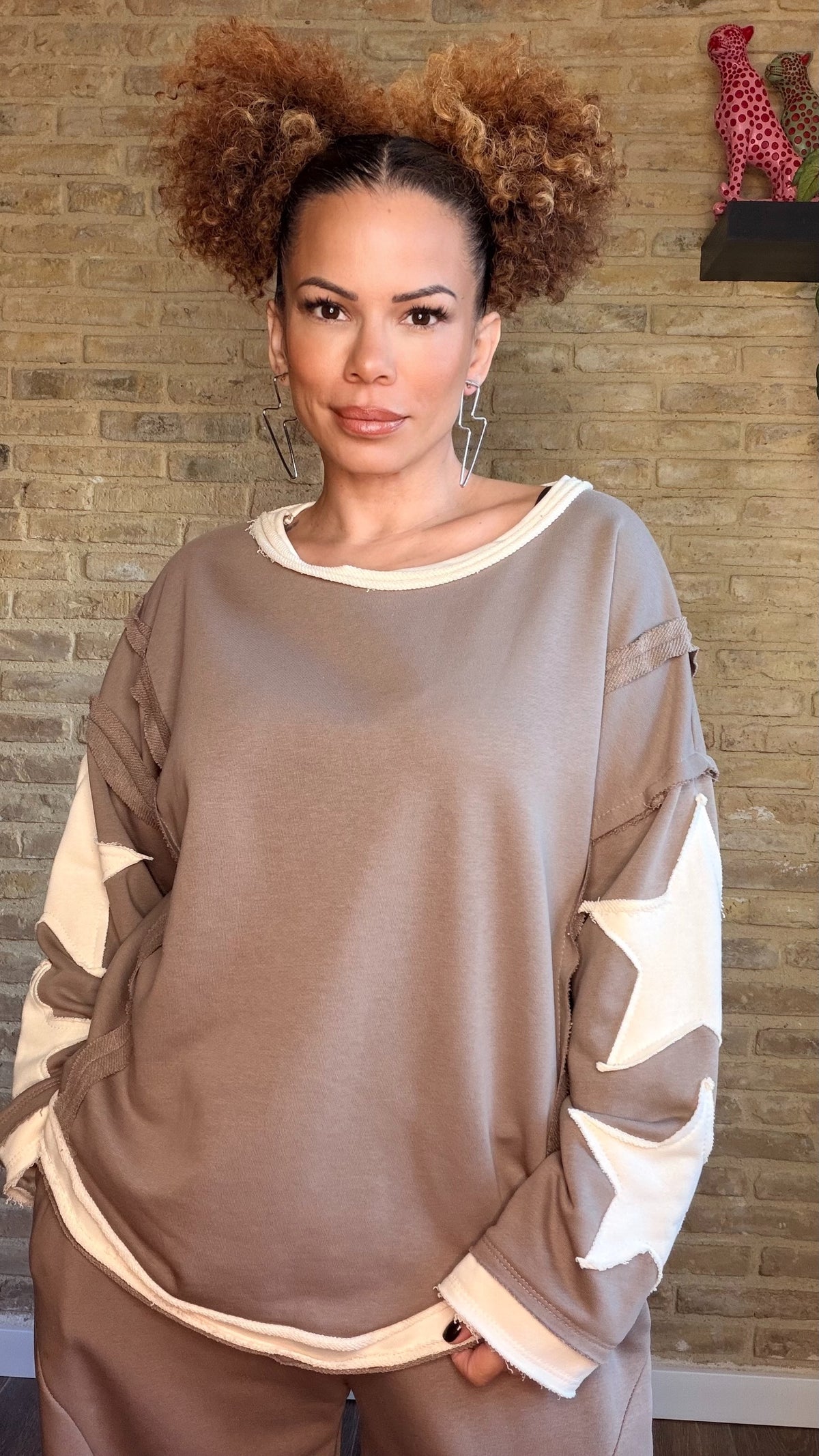 Sudadera Estrella Print Taupe