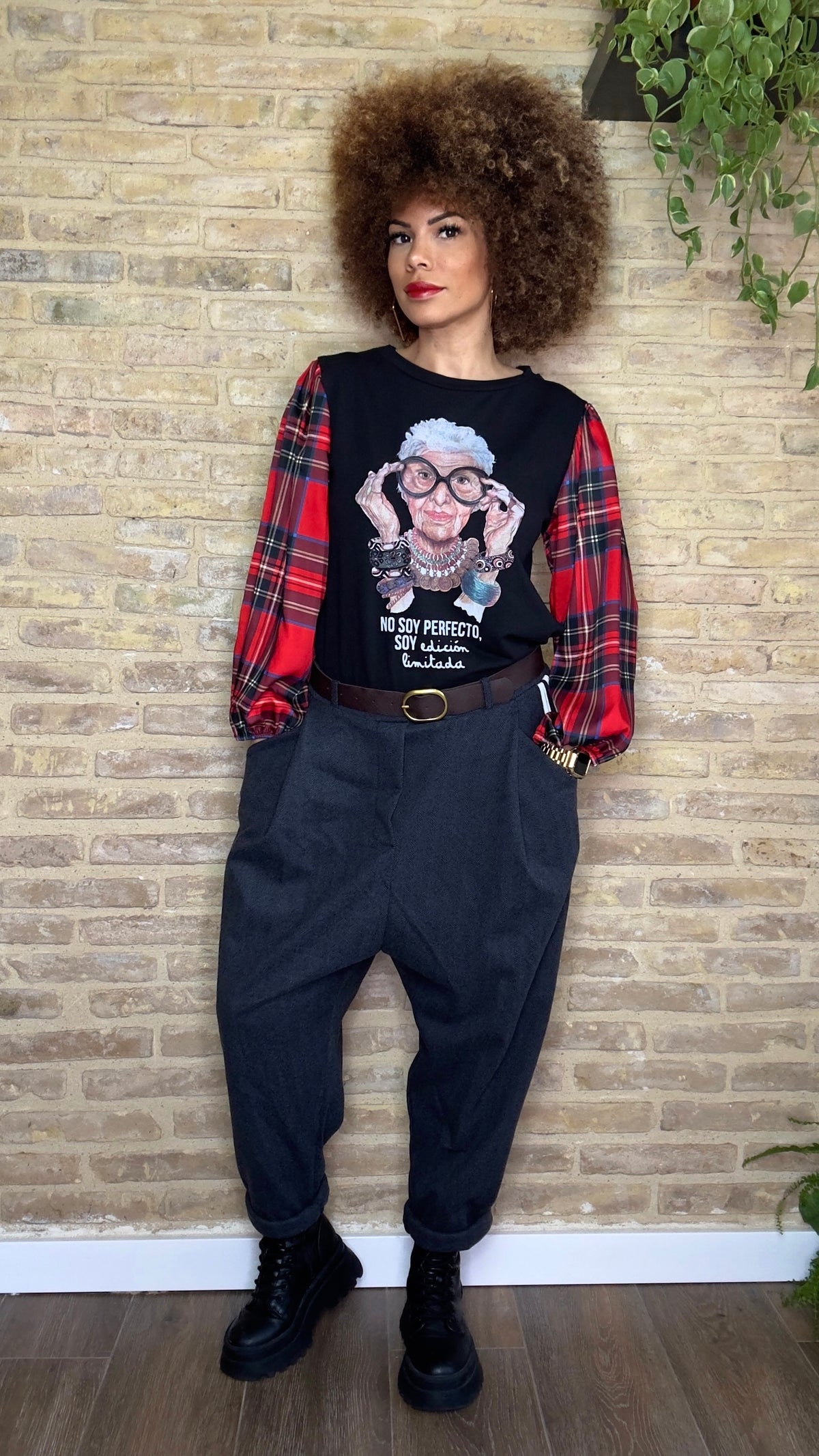 Pantalón Baggy Raya/Felpa Negro