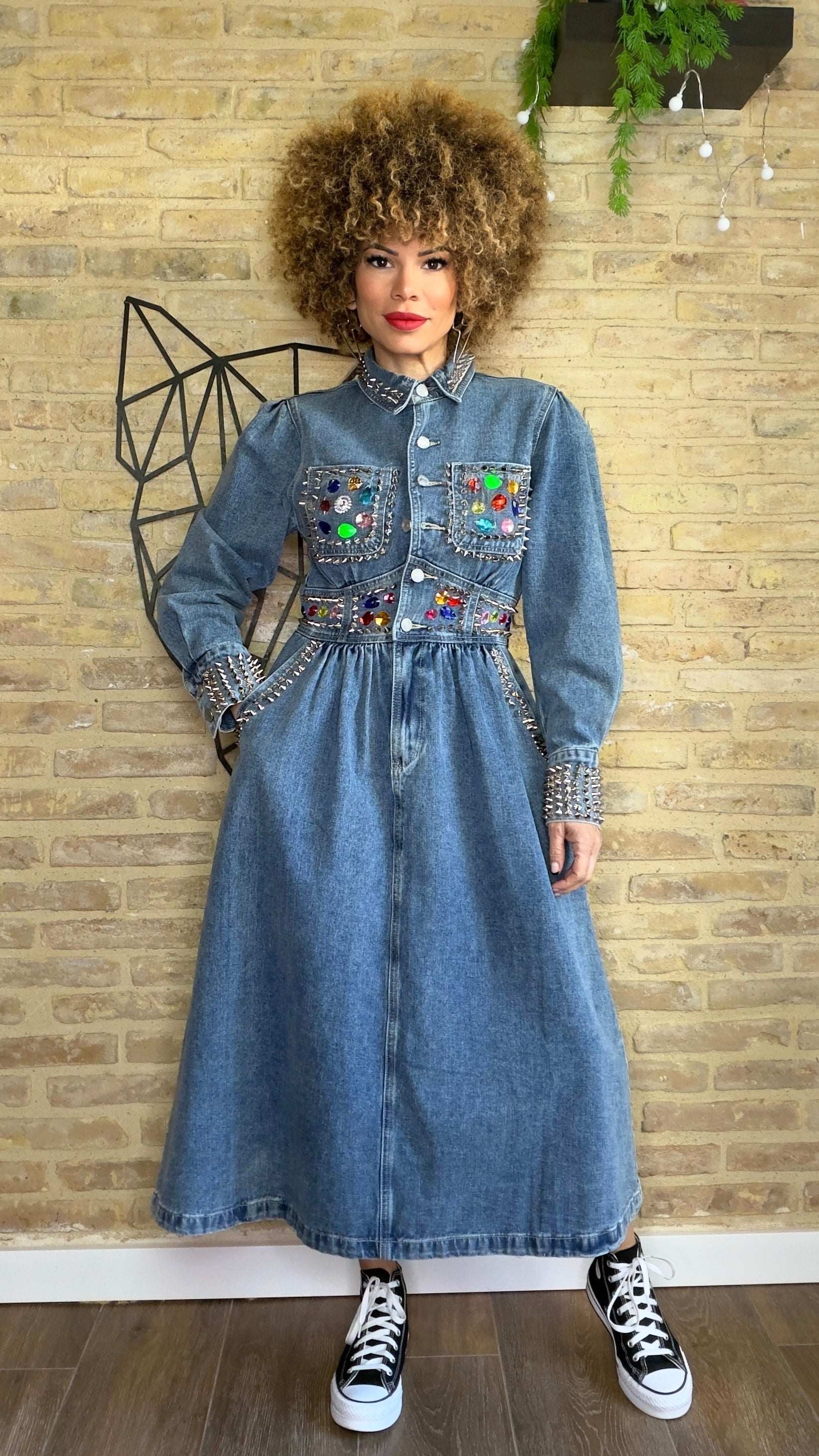 Vestido Denim Tachuelas Xtrass
