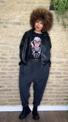 Pantalón Baggy Raya/Felpa Negro