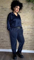Pantalón Print Azul Polipiel