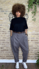 Pantalón Baggy Raya/Felpa Taupe