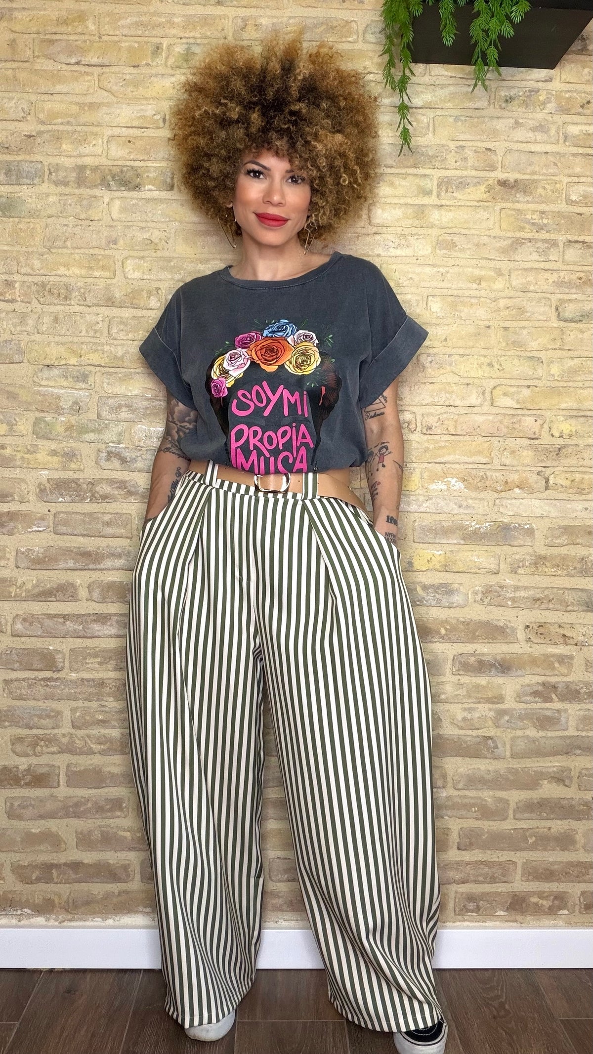 Pantalón Balloon Verde Raya