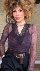 Camiseta Gasa Encaje Roja