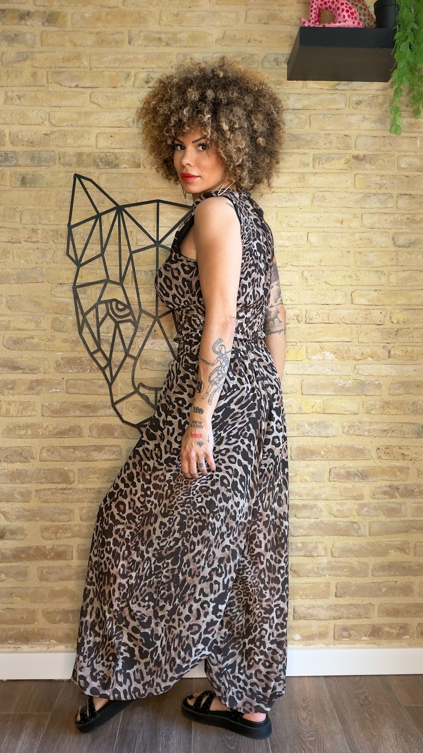 Conjunto TOP Y PANTALÓN Gasa Leopardo