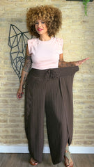 Pantalón Fluido Raya Diplomática Choco