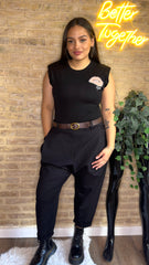 Pantalón Baggy negro cinturón