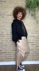 Pantalón Baggy Polipiel Crema