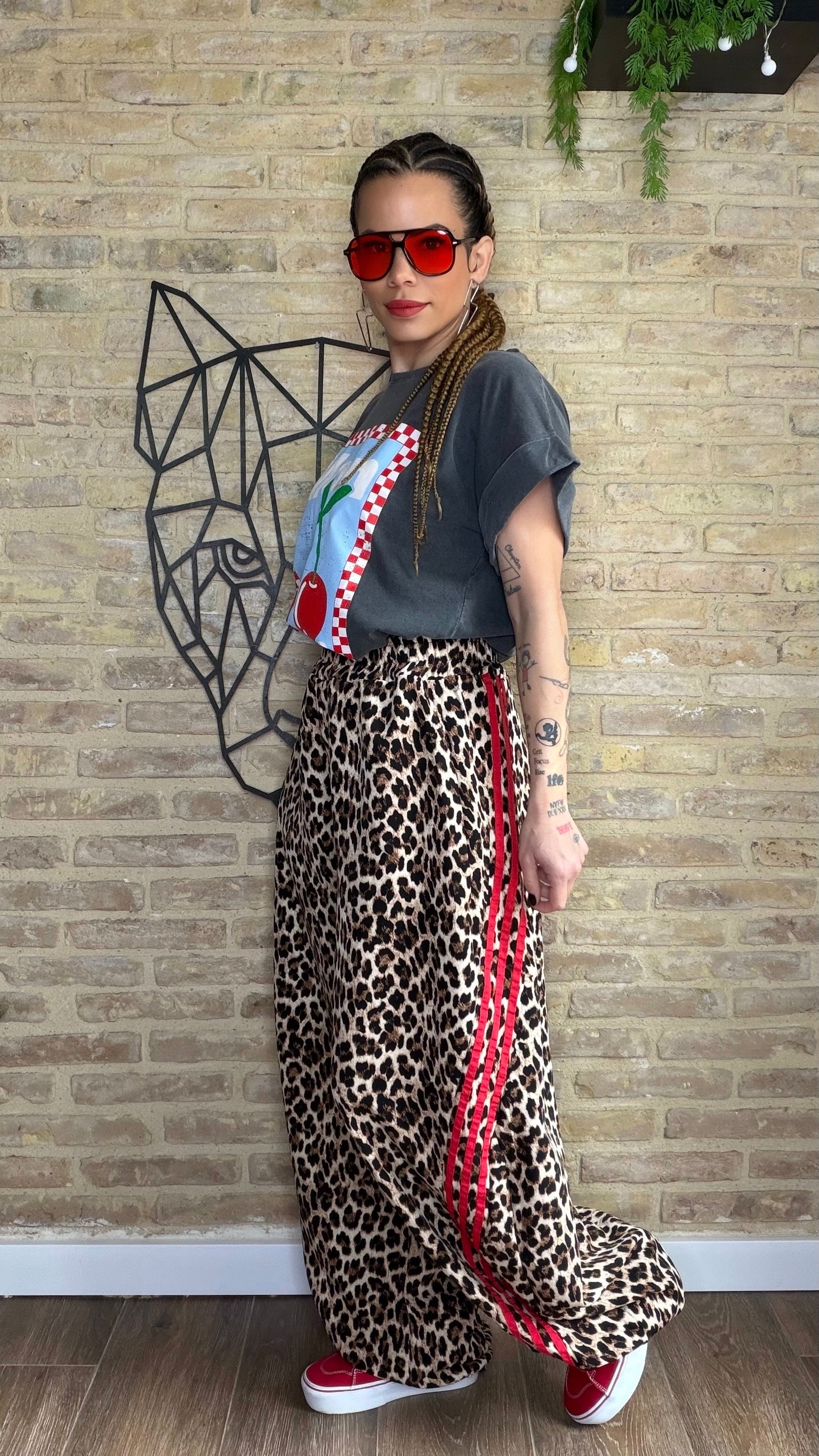 Pantalón Print Raya Roja