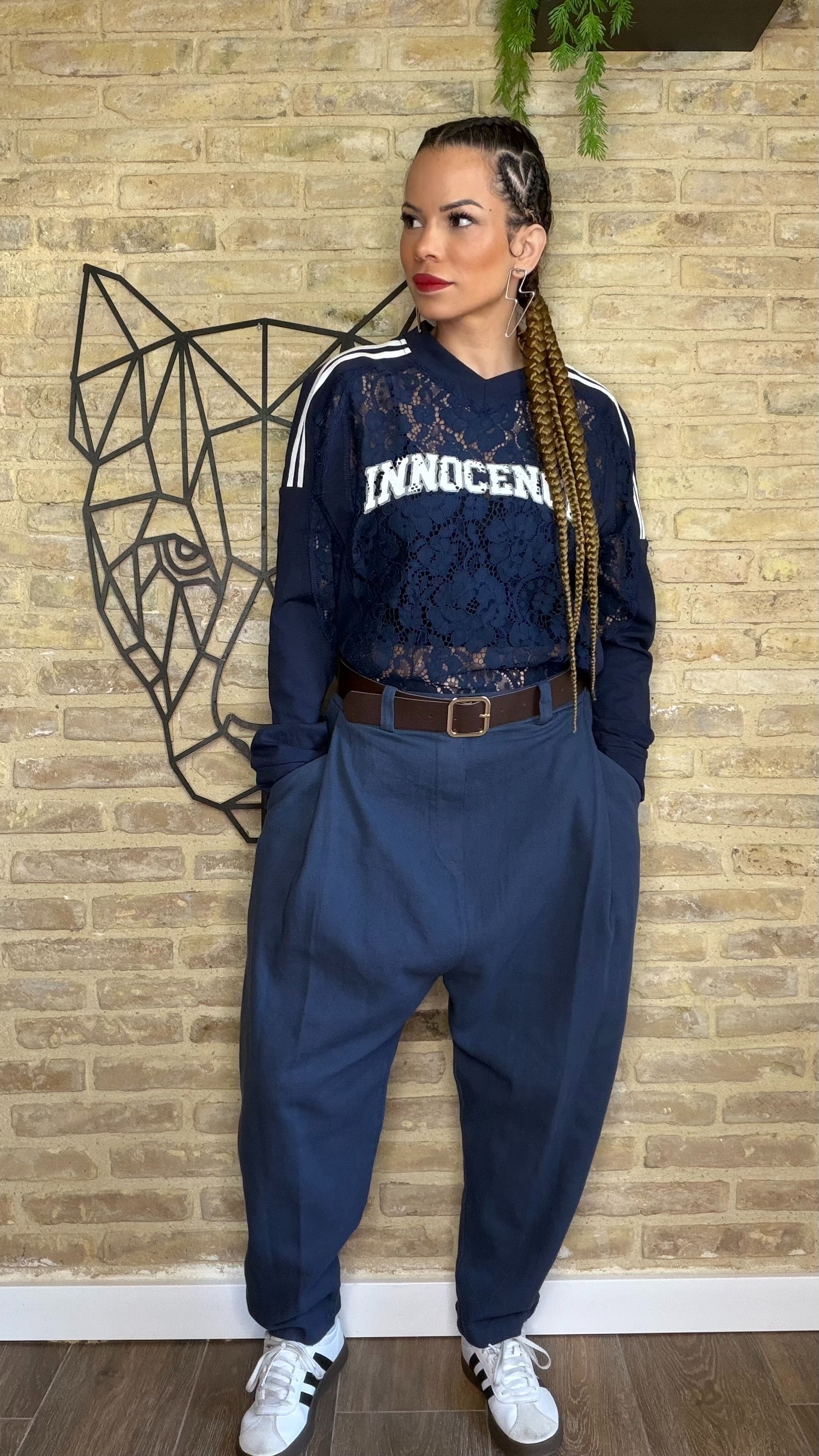 Pantalón Baggy Marino Vaquero Cinturón