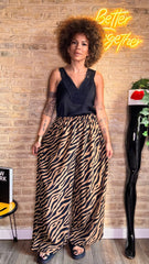 Pantalón Fluido Zebra Marrón