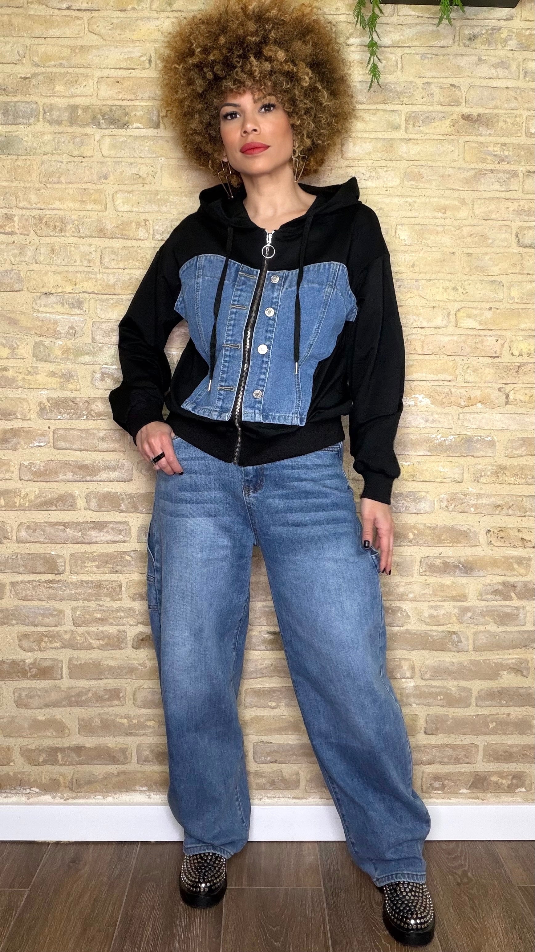 Sudadera Combinada Denim