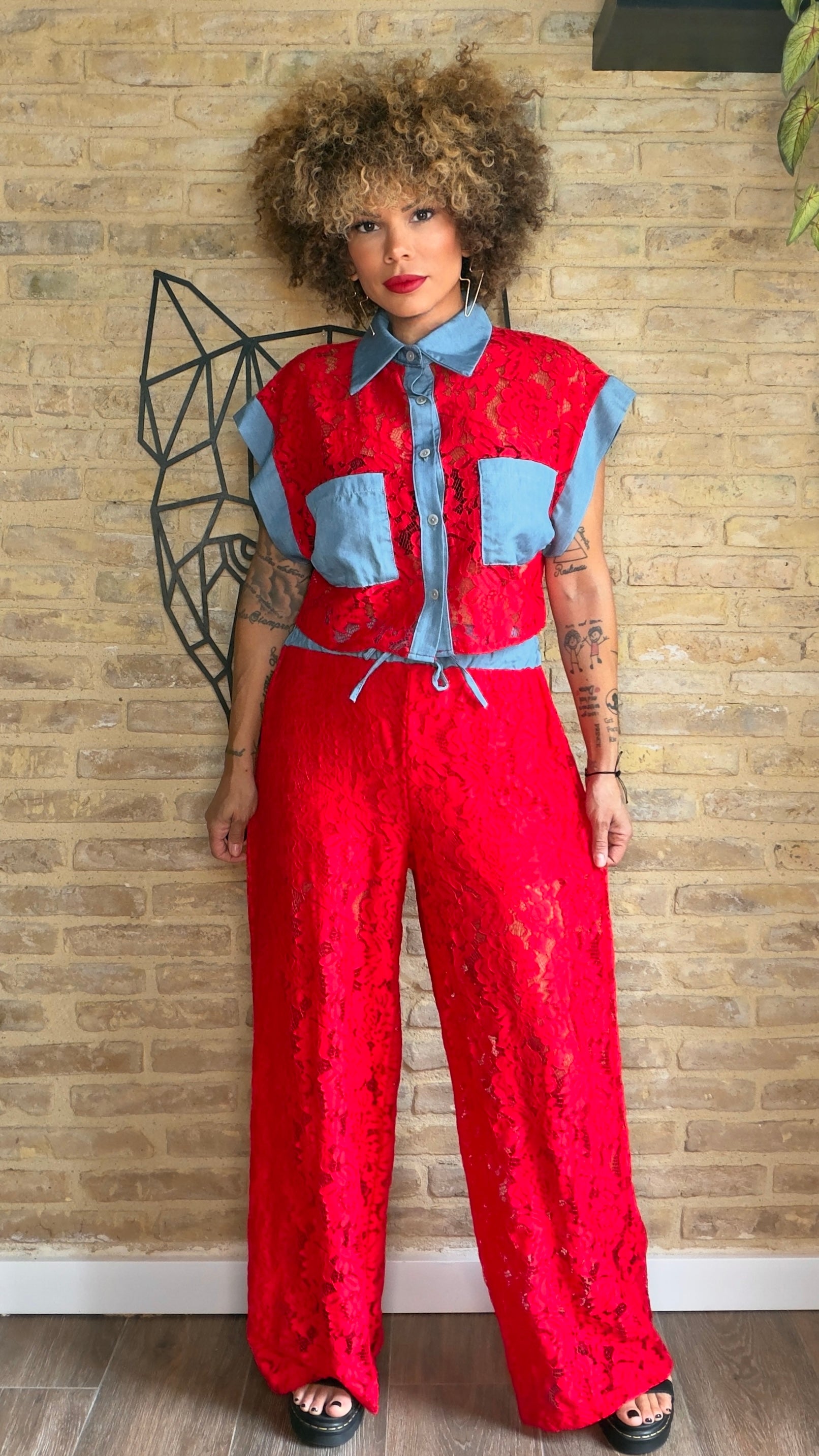 Conjunto Encaje Rojo