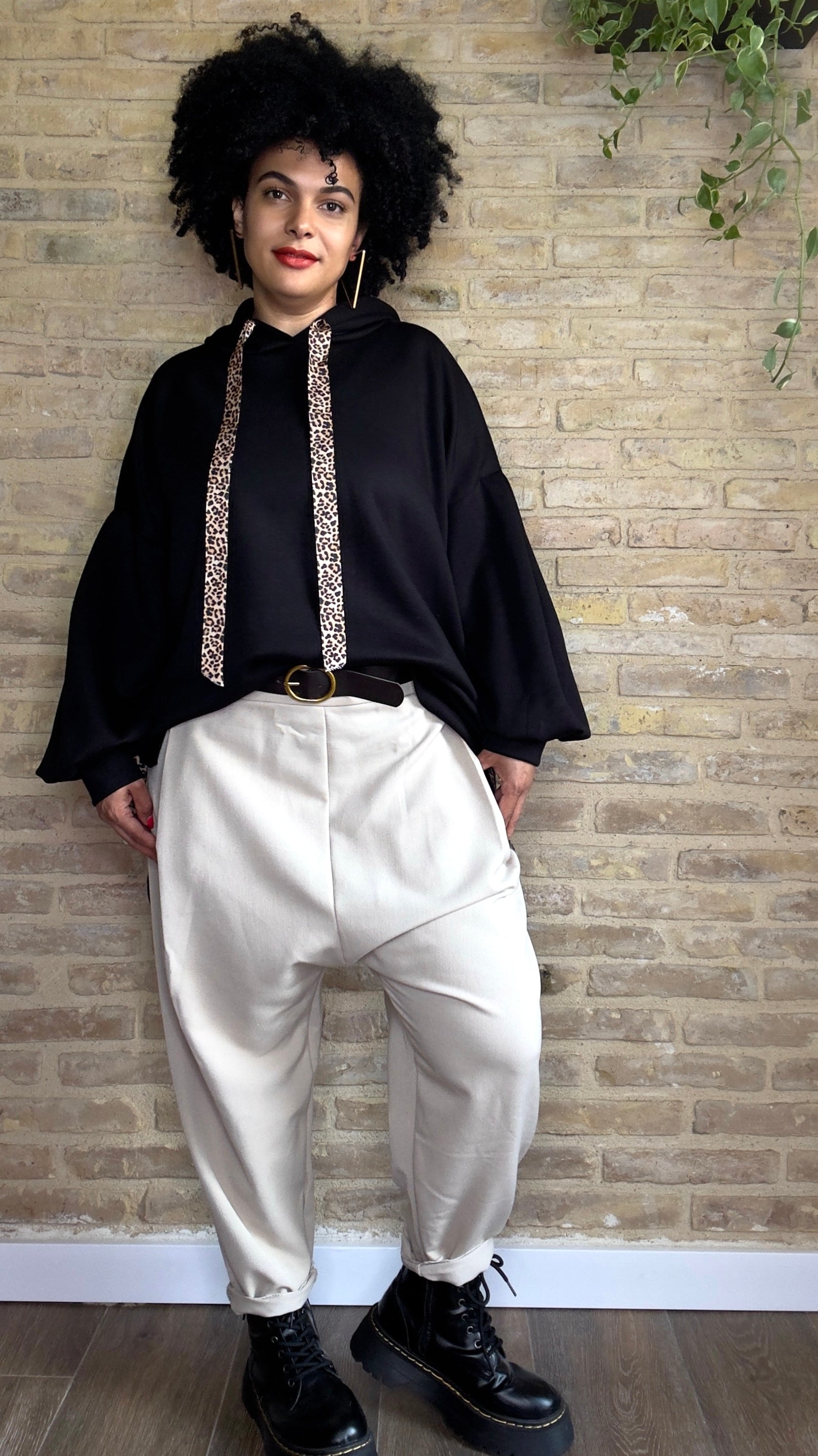 Pantalón Baggy Beige Tejido