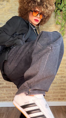Pantalón Denim Oscuro Botón
