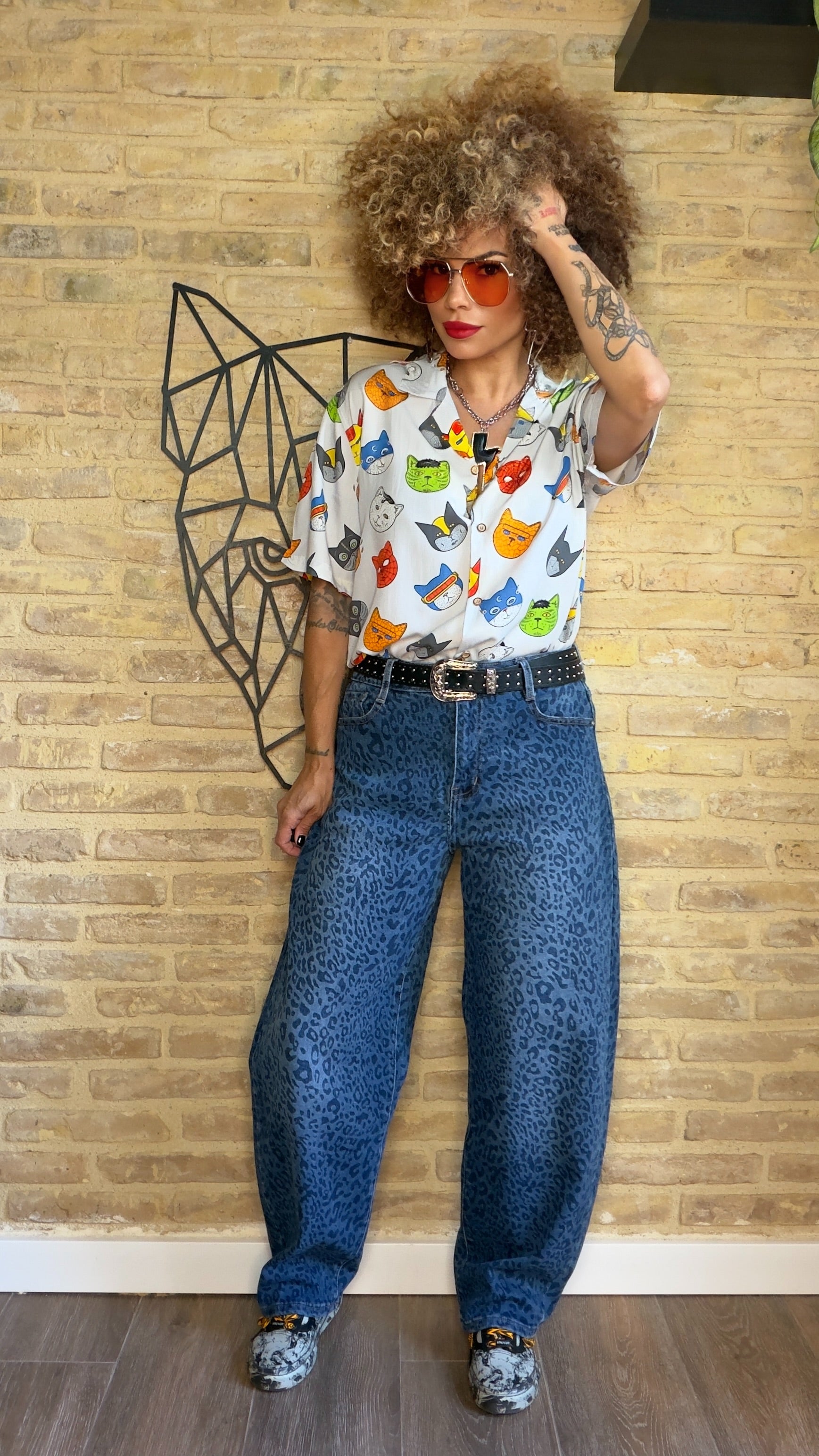Pantalón Denim Leopardo