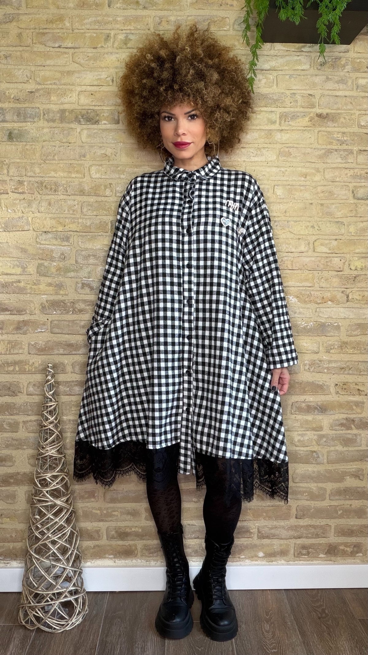 Vestido Cuadros Broche