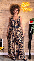 Pantalón Fluido Zebra Marrón