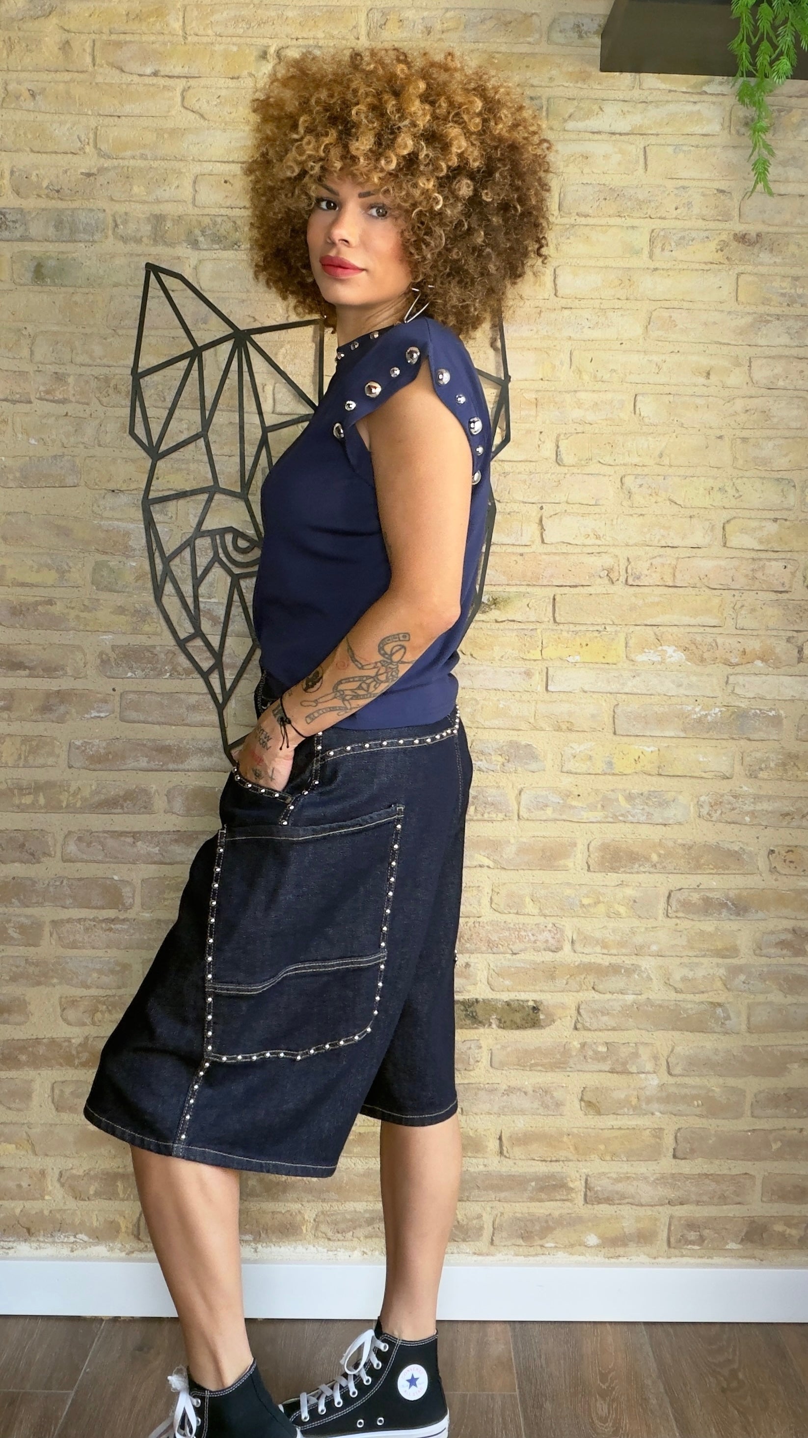 Bermuda Denim Tachuela