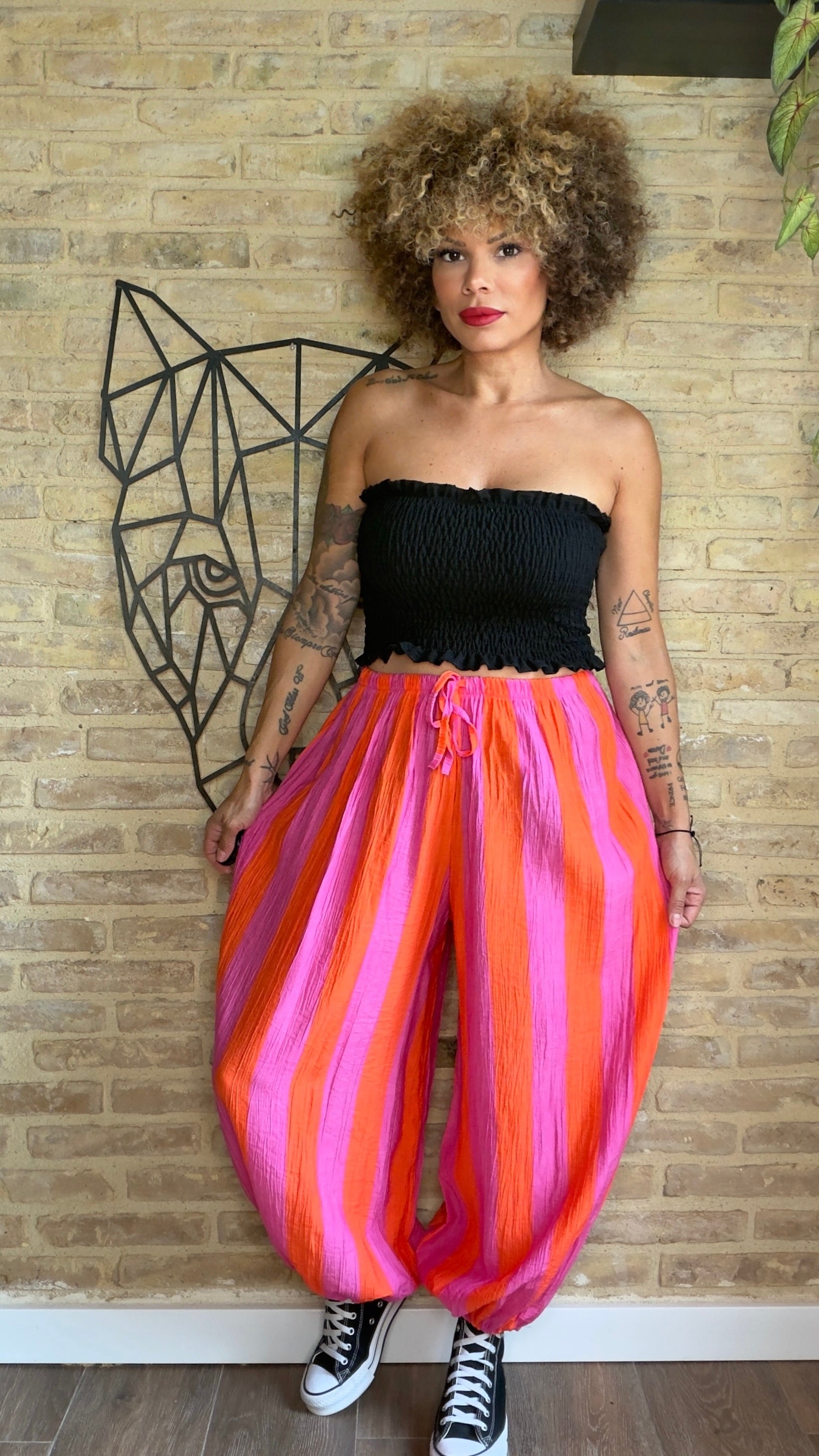 Pantalón Rayas Rosa/Naranja