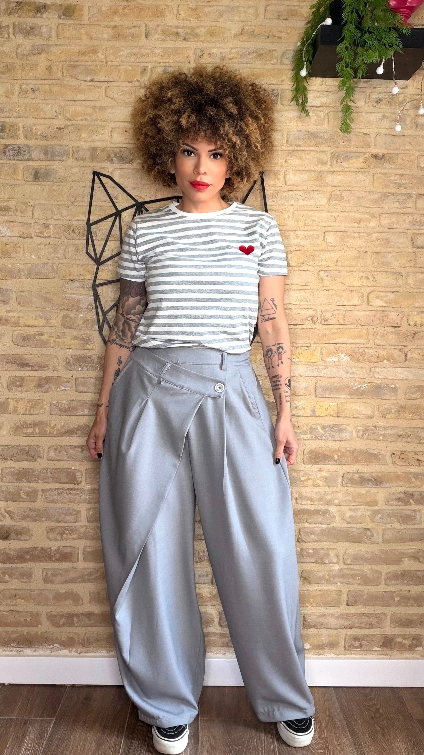 Pantalón Vestir Cruzado Gris