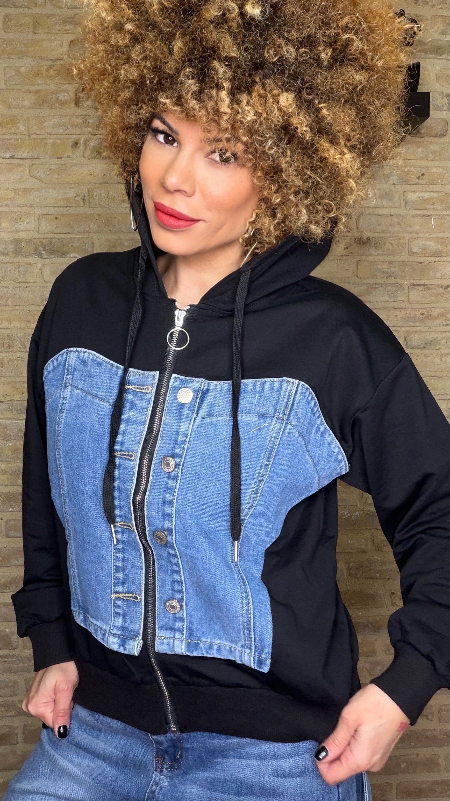 Sudadera Combinada Denim