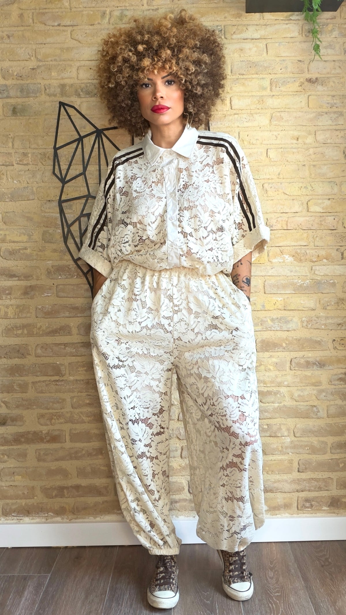 Pantalón Encaje Maxi Crudo