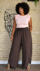 Pantalón Fluido Raya Diplomática Choco