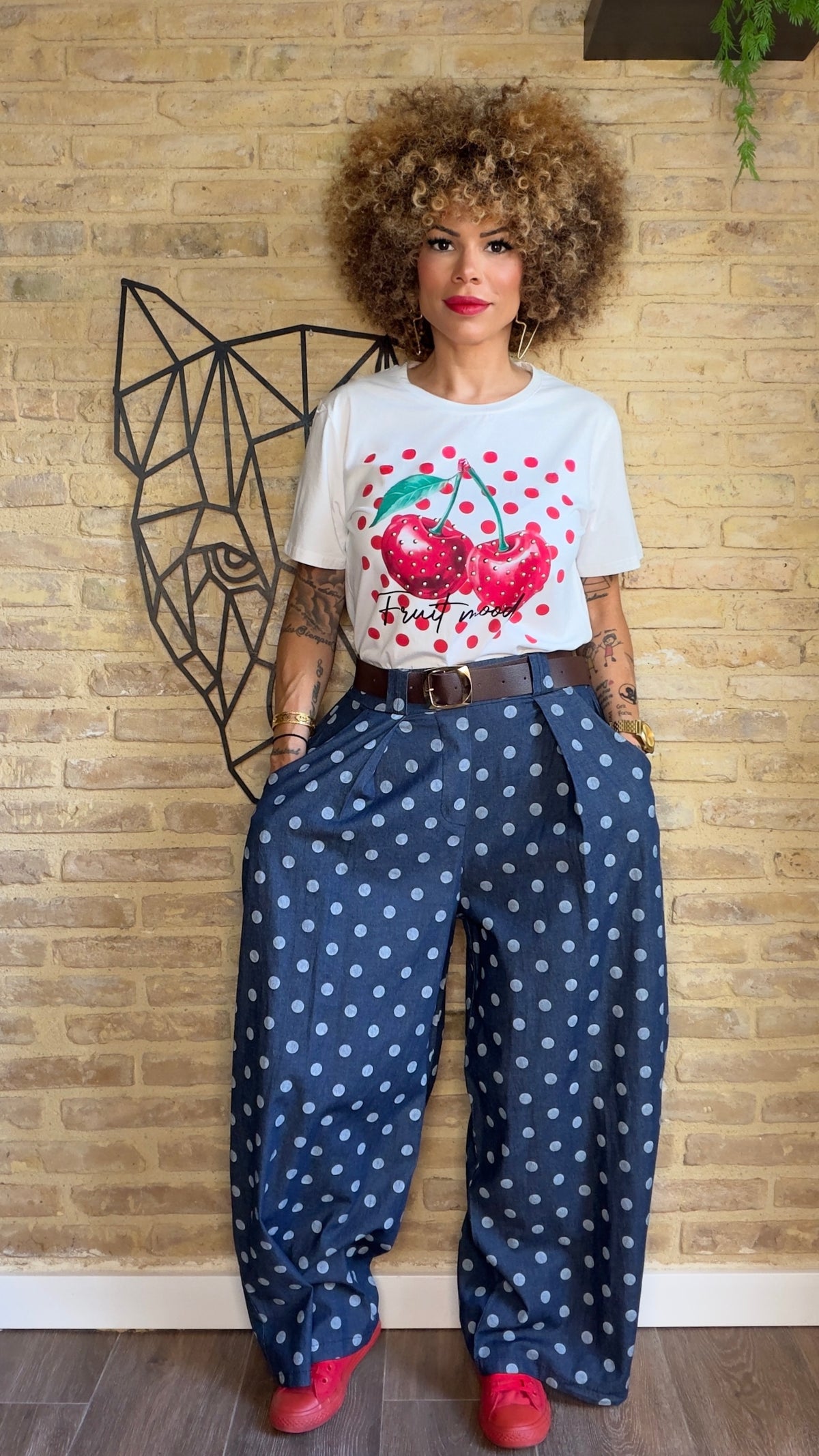 Pantalón Denim Lunares