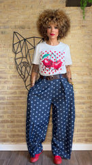 Pantalón Denim Lunares