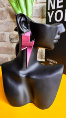 Pendiente Rayo Fucsia Metacrilato
