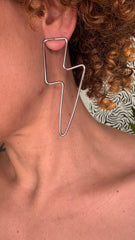 Silver Steel Lightning Earrings