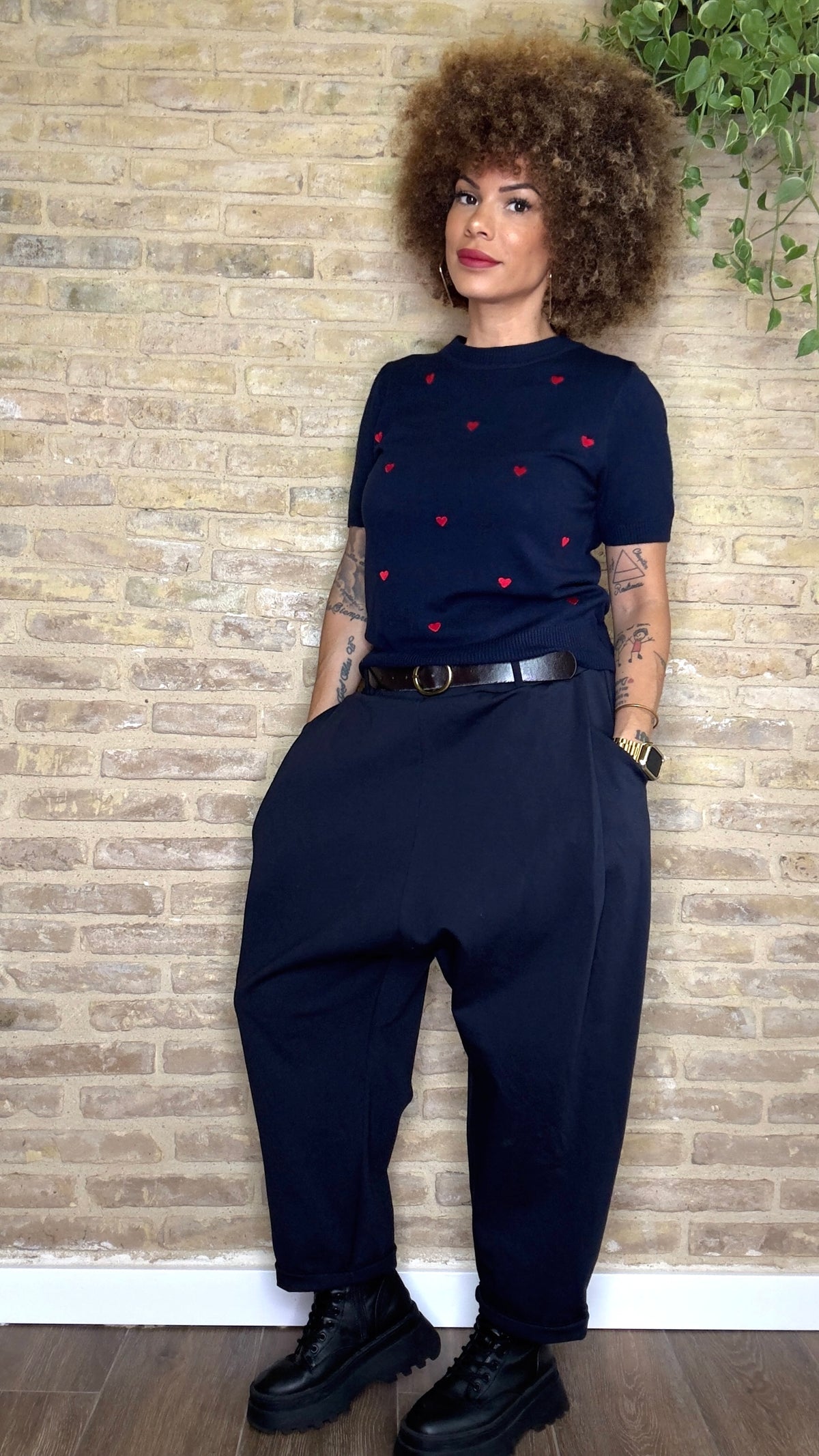 Pantalón Baggy Cinturón Marino