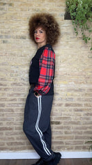 Pantalón Baggy Raya/Felpa Negro