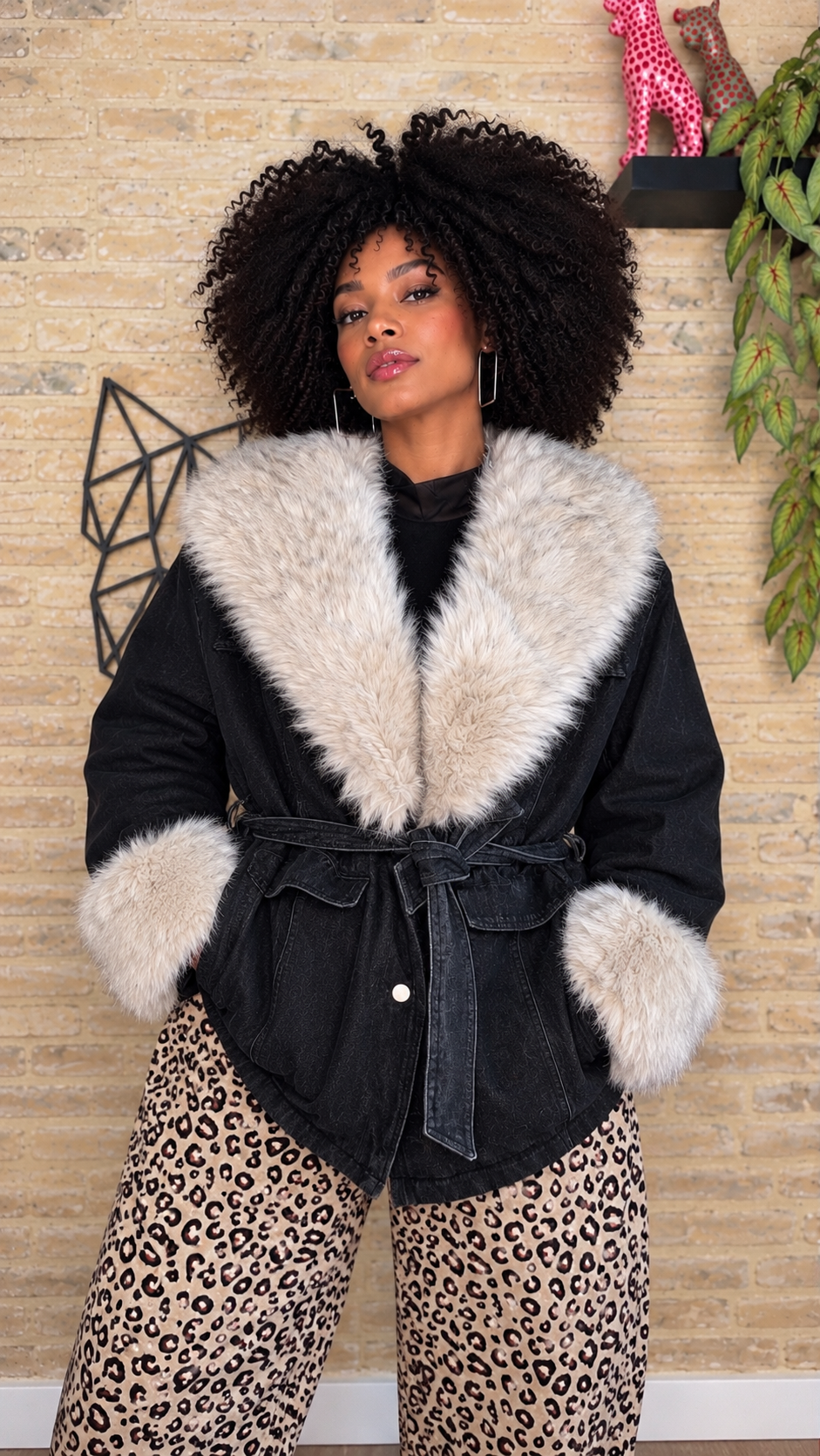 Chaqueta Denim Pelo Oscura
