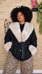Chaqueta Denim Pelo Oscura