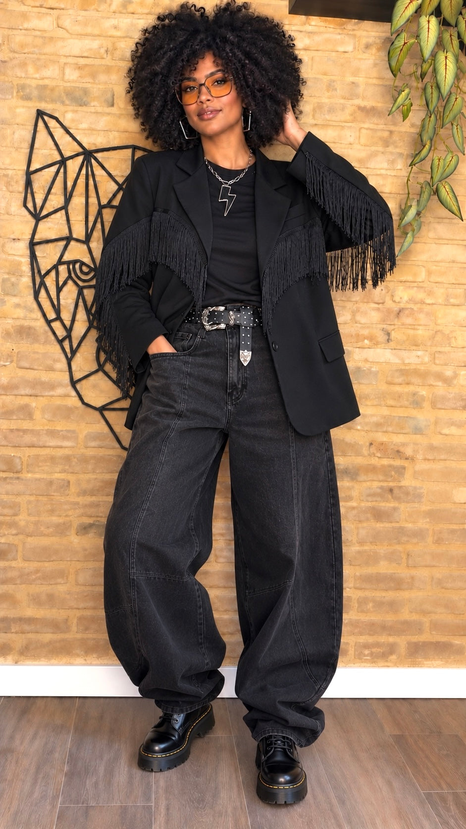 Pantalón Denim Oscuro Botón