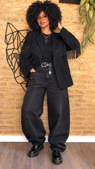 Pantalón Denim Oscuro Botón