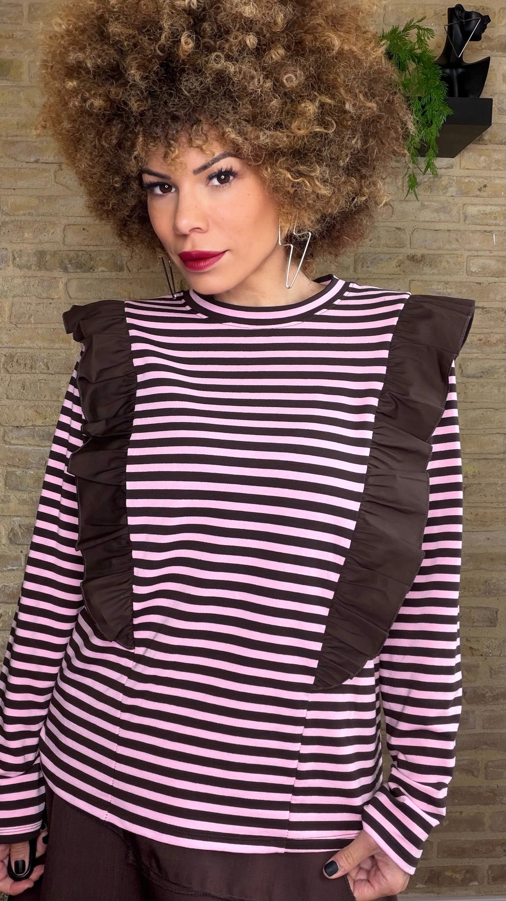 Jersey Rayas Volante Rosa